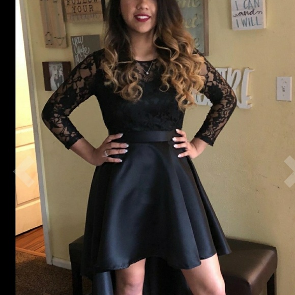 Black High Low Evening Gown - Picture 4 of 6